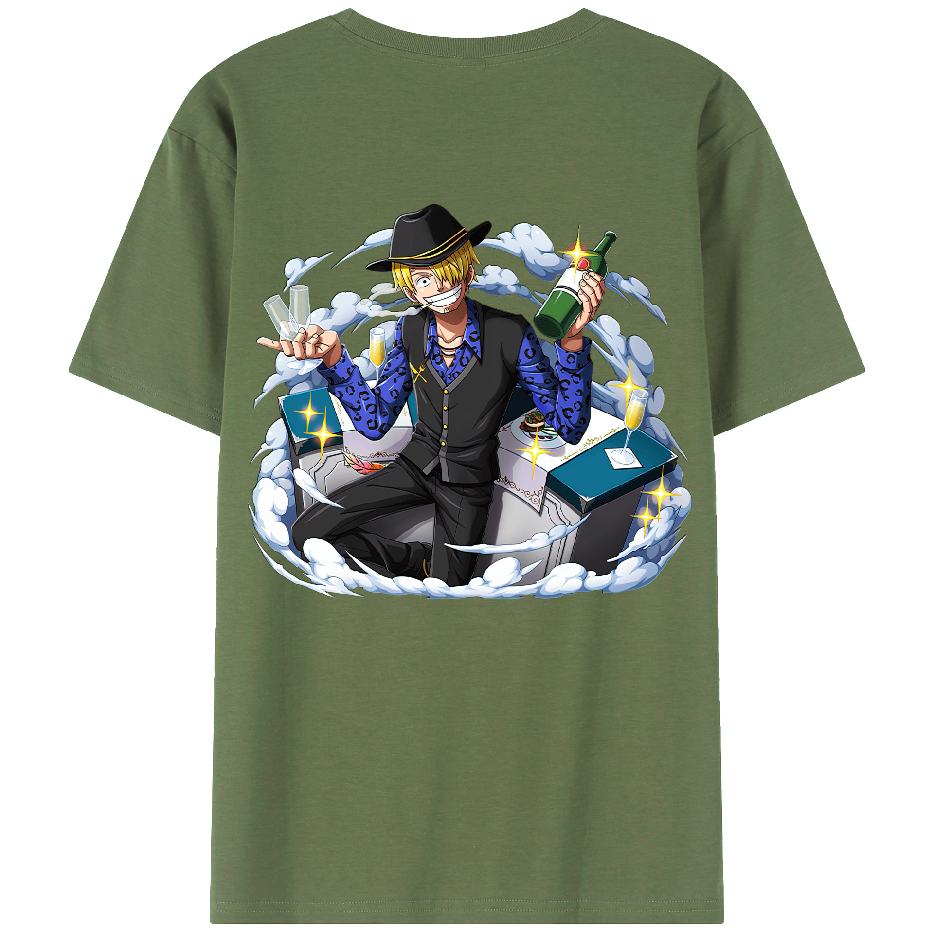 （画像用） ワンピース サンジ ONE PIECE Sanji 綿100％ メンズ半袖Tシャツ（バックプリント） 通気性